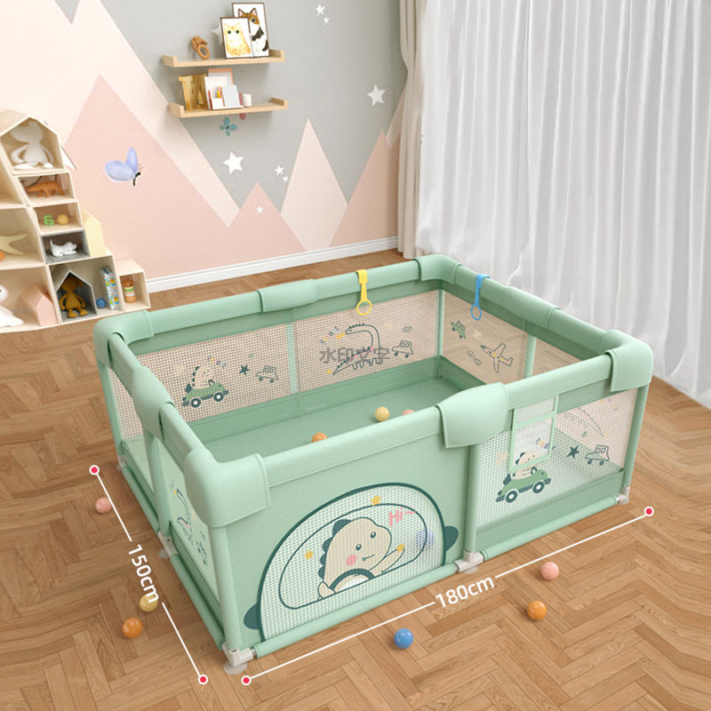 green dinosaur fabric playpen 05