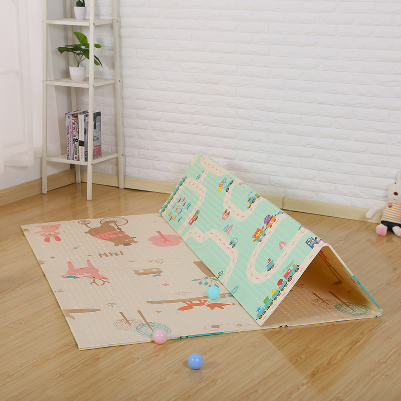 Foldable Waterproof Thick Foam Floor Baby Crawling Mat with Reversible Double Sides Design