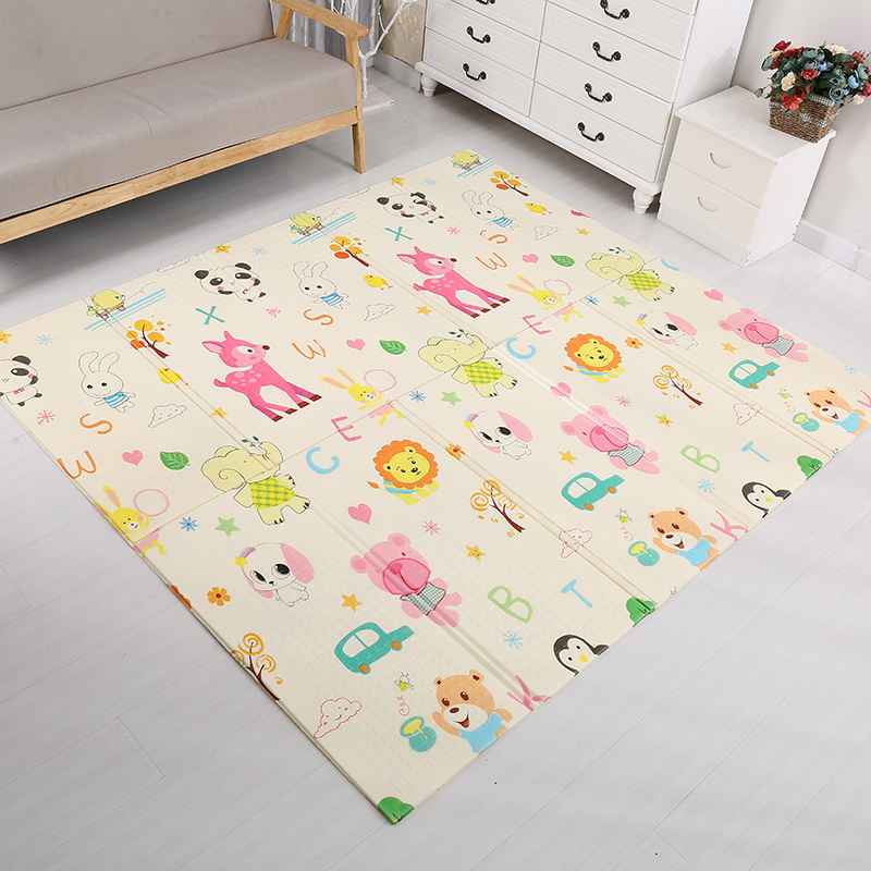 Foldable Waterproof Thick Foam Floor Baby Crawling Mat with Reversible Double Sides Design