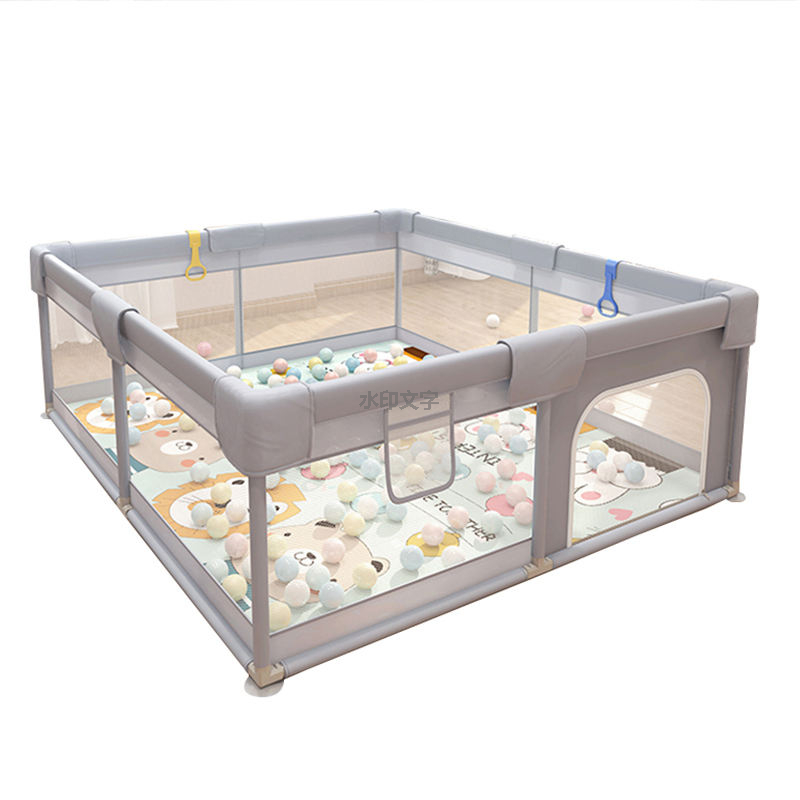 Baby Playpen for Babies And Toddlers Playard for Babies with Gate Soft Breathable Mesh Baby Fence 51x51 Inch Light Grey