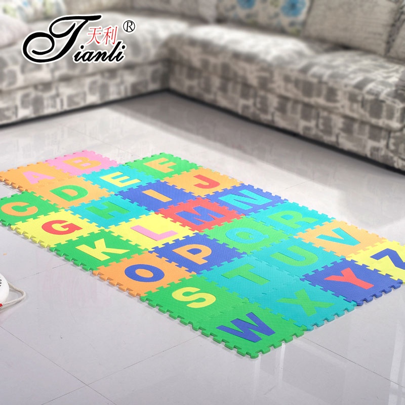Puzzle Exercise Mat EVA Foam Interlocking Tiles Letters And Numbers Crawling Mat 