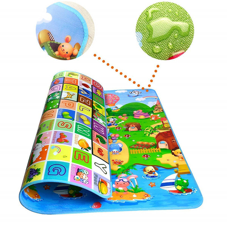 Rolling Up Baby Play Mat Waterproof Double-Sided Pattern Crawling Baby Play Mat