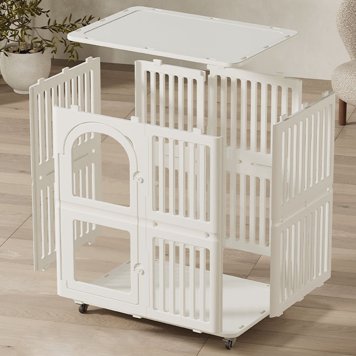 Outdoor Indoor DIY Pet Cage Playpen Double Door Pet Fence Cage 