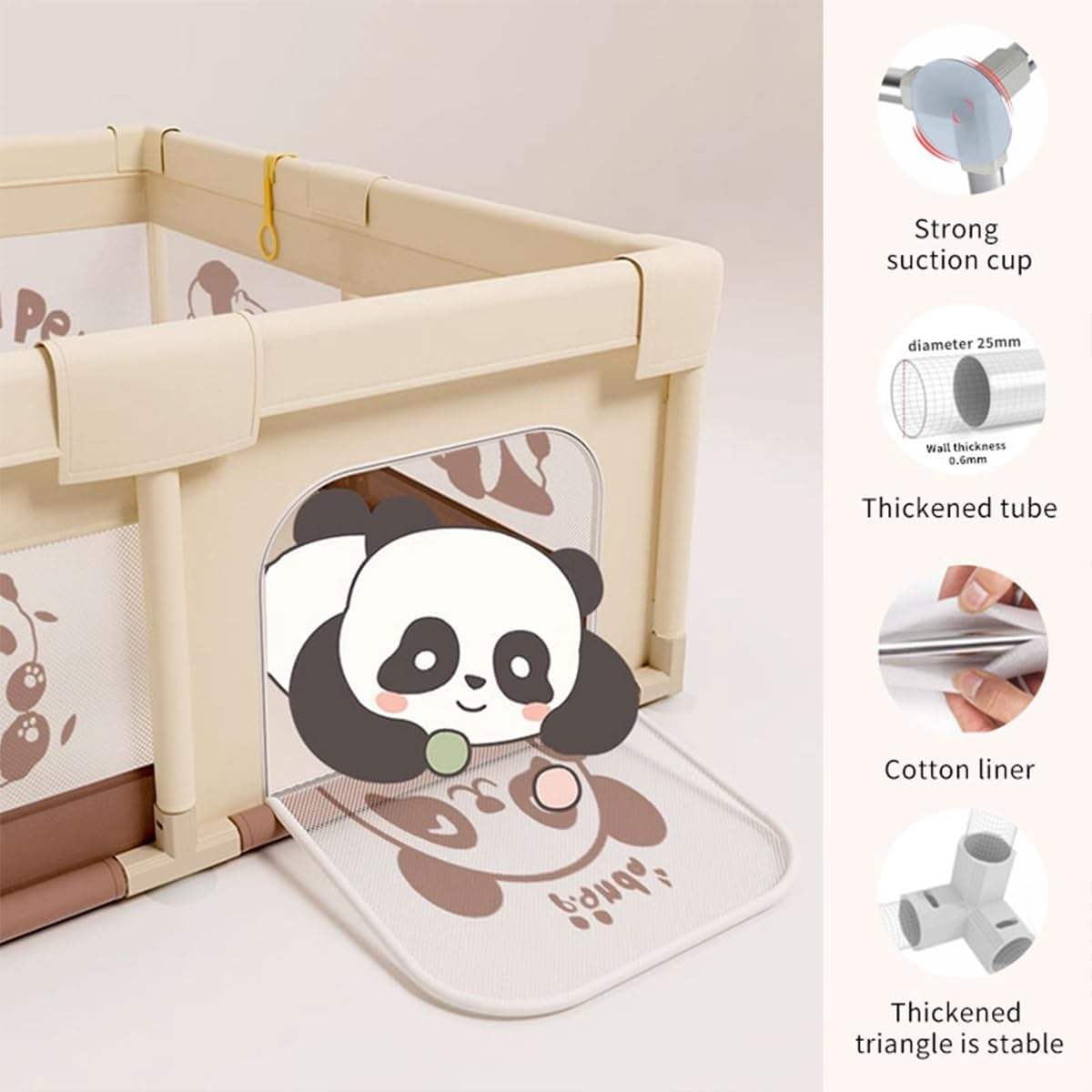 Memizo Portable Foldable Fence Eco-Friendly Prints Panda Baby Playpen 