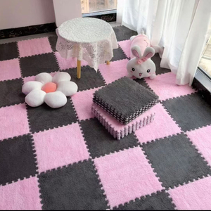 Carpet Squares Puzzle Interlocking Carpet Tiles Plush Foam Floor Mat