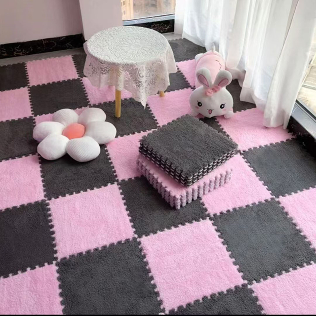 Carpet Squares Puzzle Interlocking Carpet Tiles Plush Foam Floor Mat