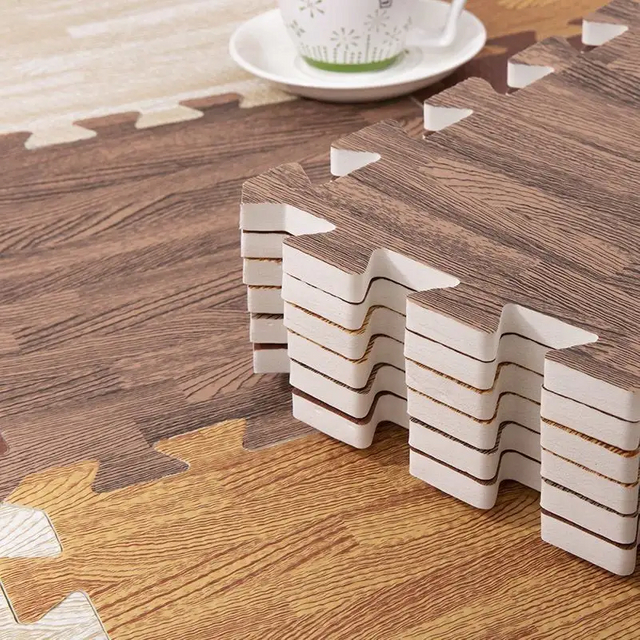 Non Toxic EVA Floor Mat Printed Wood Grain Floor Tiles EVA Interlocking Puzzle Mat