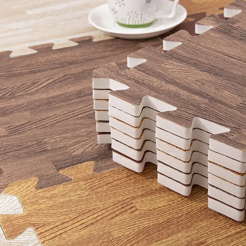 Non Toxic EVA Floor Mat Printed Wood Grain Floor Tiles EVA Interlocking Puzzle Mat