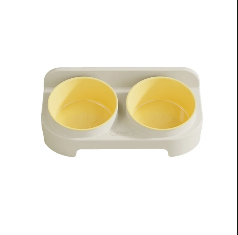 Puppy Food Drinking Plate Feeder Plastic Double Pet Bowl 