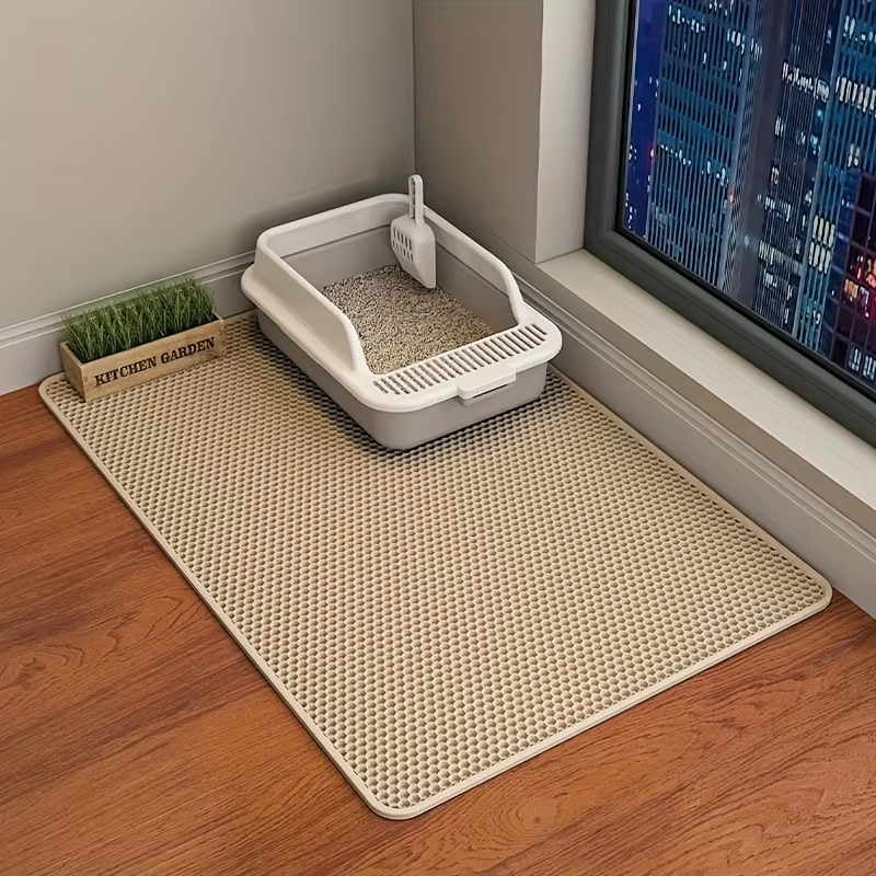 Double Layer Cat Litter Mat, Washable Anti-Splashing Cat Litter Trapping Mat, Non-slip Scatter Control Cat Litter Box Mat