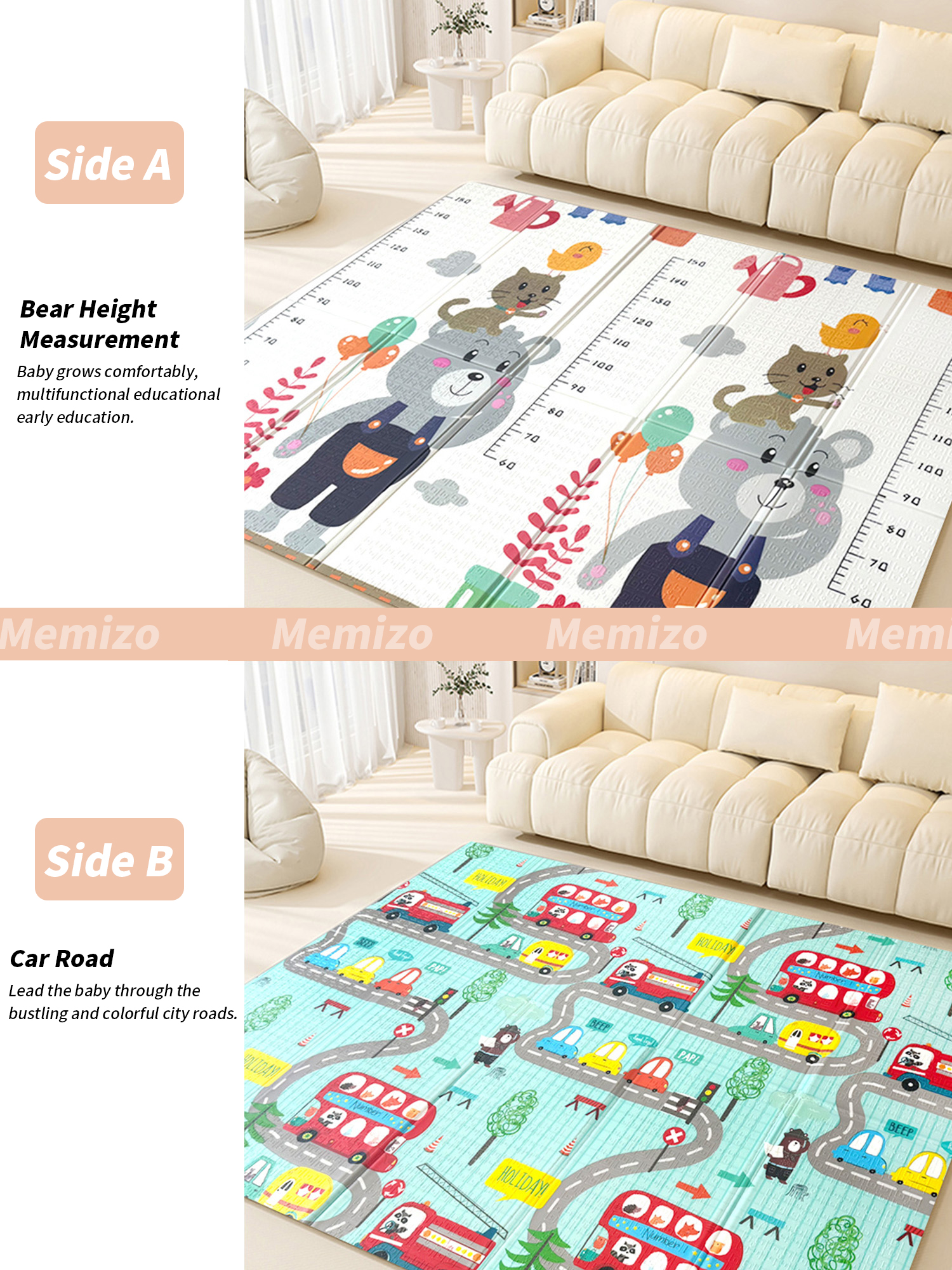 Washable Baby Play Mat Portable Non-Slip Extra Large Crawling Mat