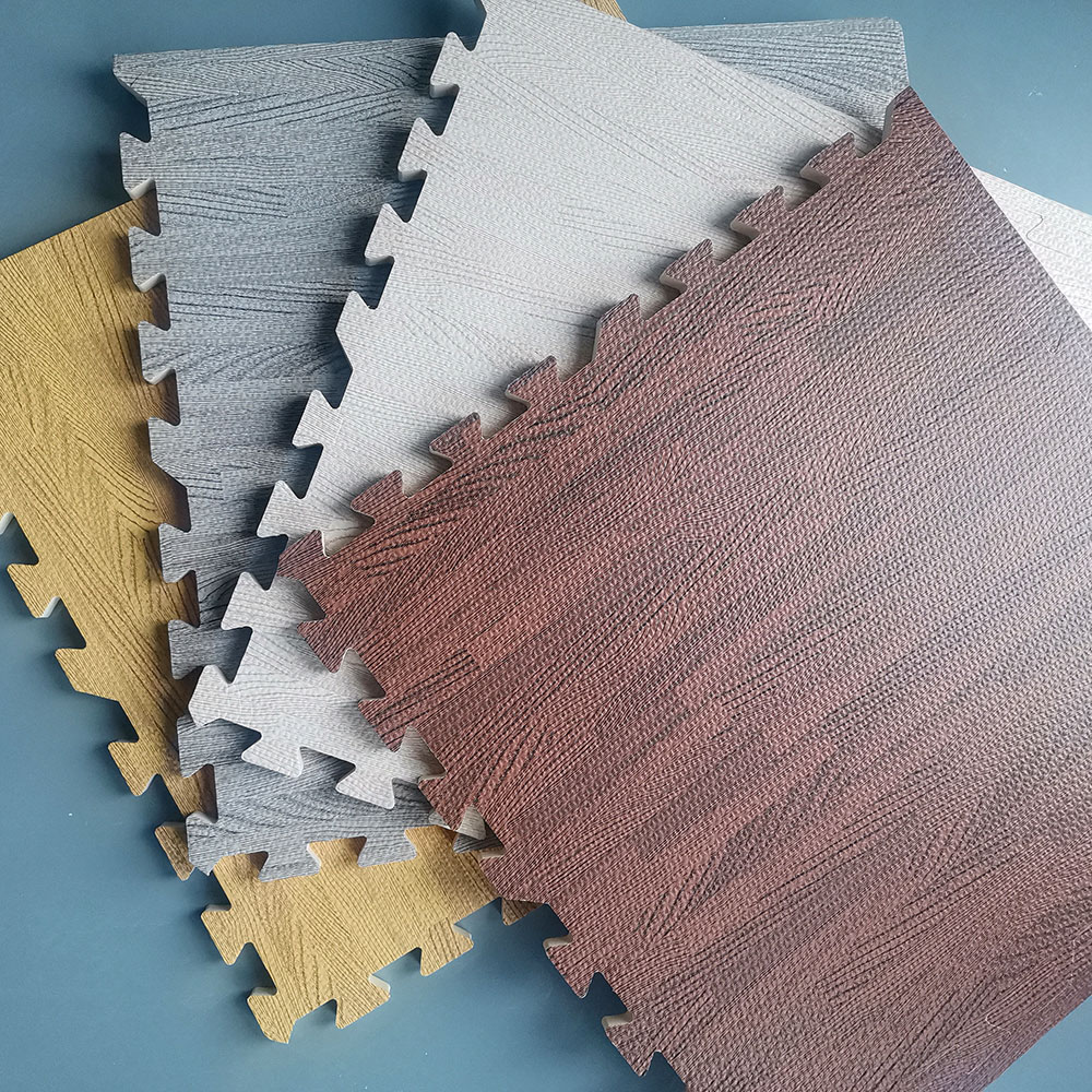 Logo Custom EVA Puzzle Baby Mat Interlocking Tiles Wooden Grain Design Tatame Puzzle Floor Mat