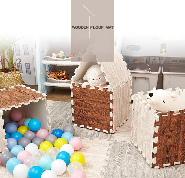 Custom Soft Non-Toxic Wooden Grain EVA Foam Puzzle Mats for Kids