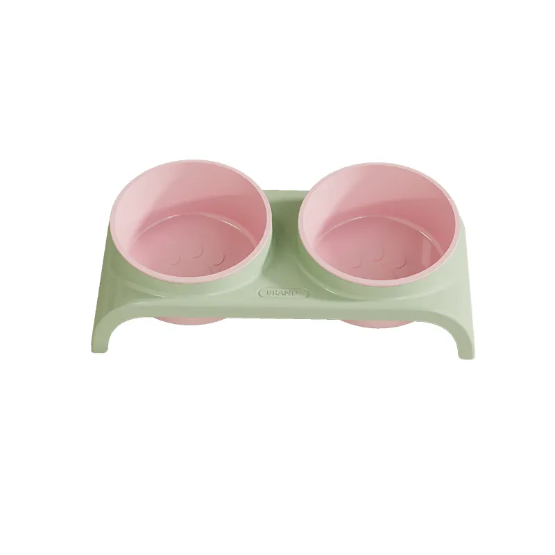 Puppy Food Drinking Plate Feeder Plastic Double Pet Bowl 