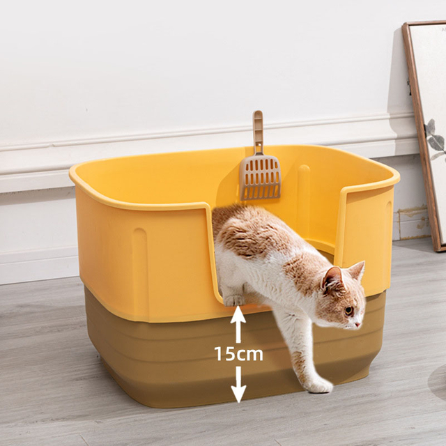 High Quality Semi Closed PP Plastic Cat Litter Box 