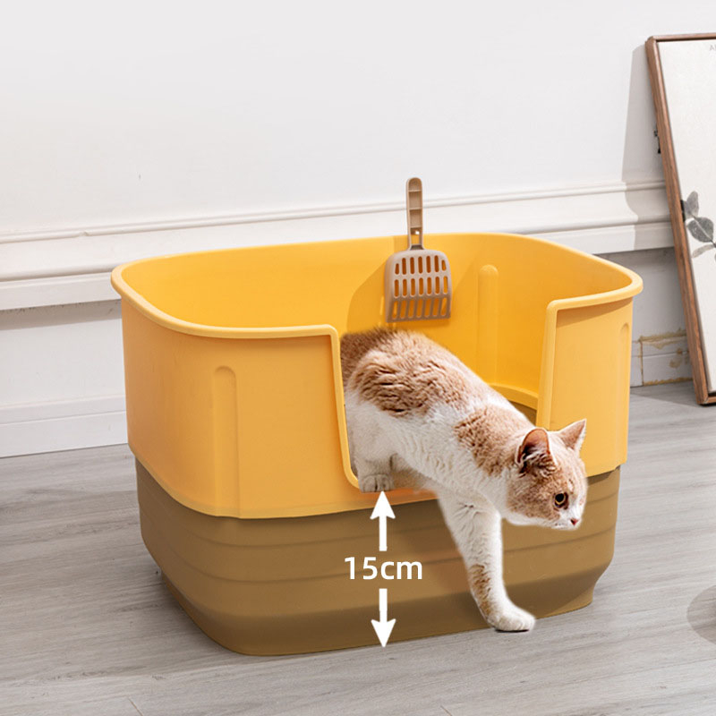 High Quality Semi Closed PP Plastic Cat Litter Box 