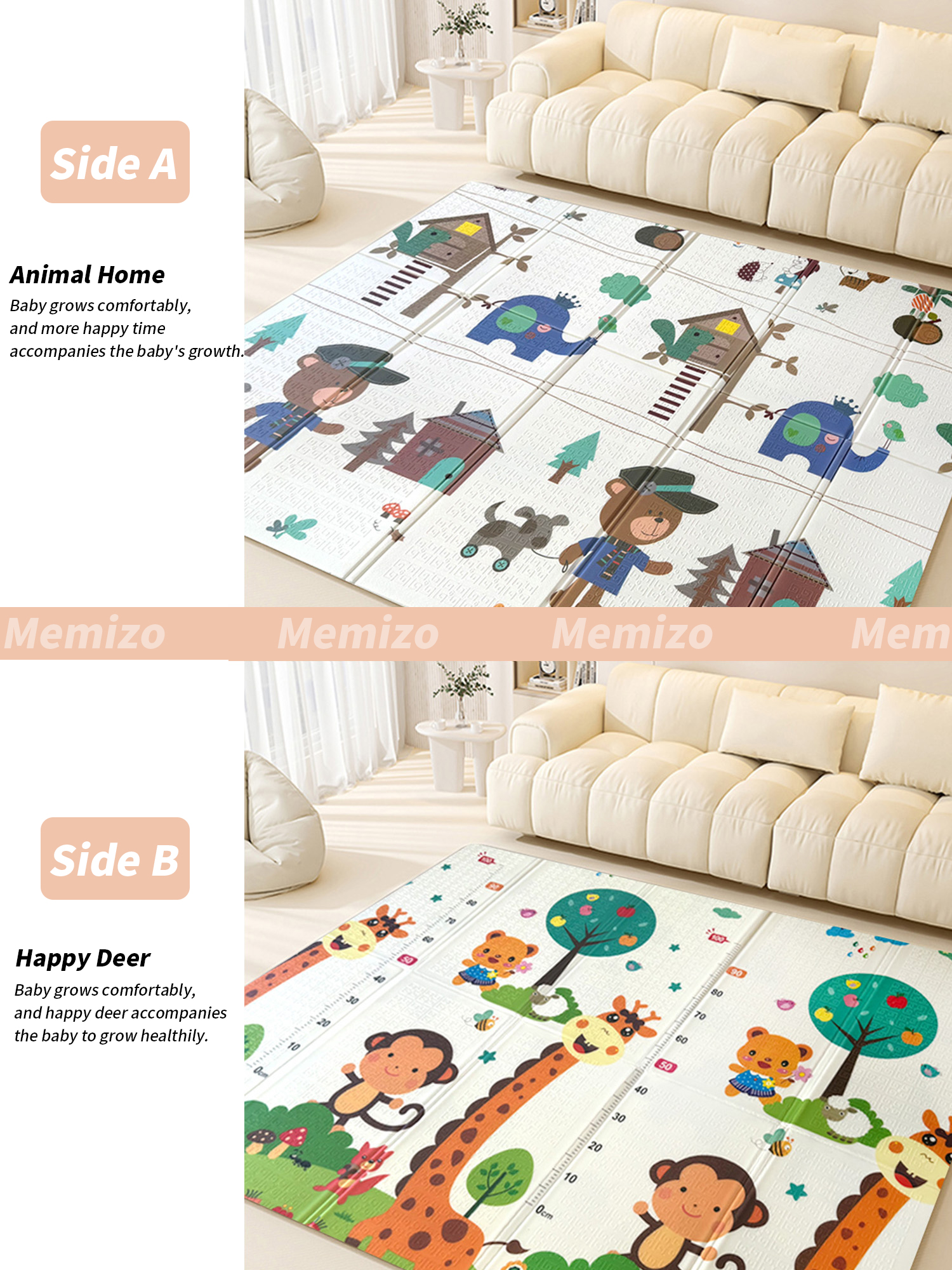 Washable Baby Play Mat Portable Non-Slip Extra Large Crawling Mat