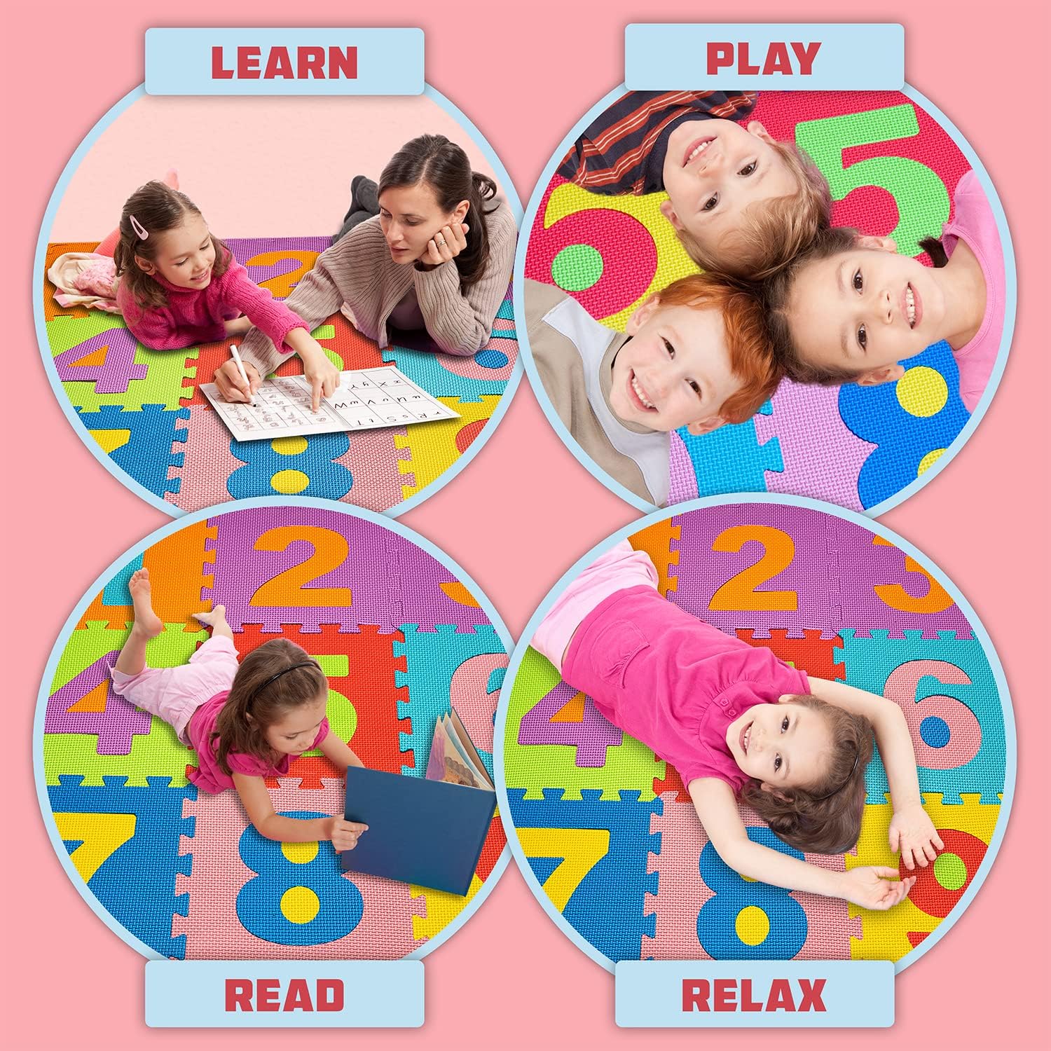 Educational EVA Puzzle Mats with Numbers and Letters