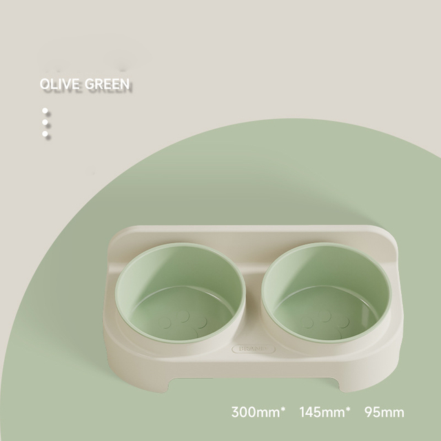 Puppy Food Drinking Plate Feeder Plastic Double Pet Bowl 