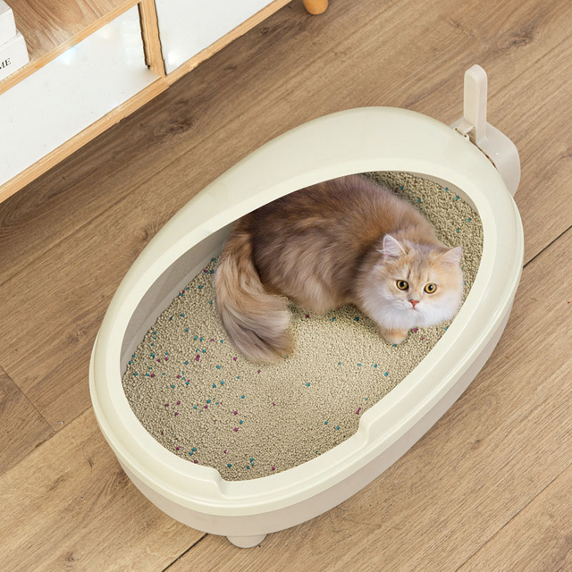 Extra Large Semi Enclosed Plastic Pet Litter Box