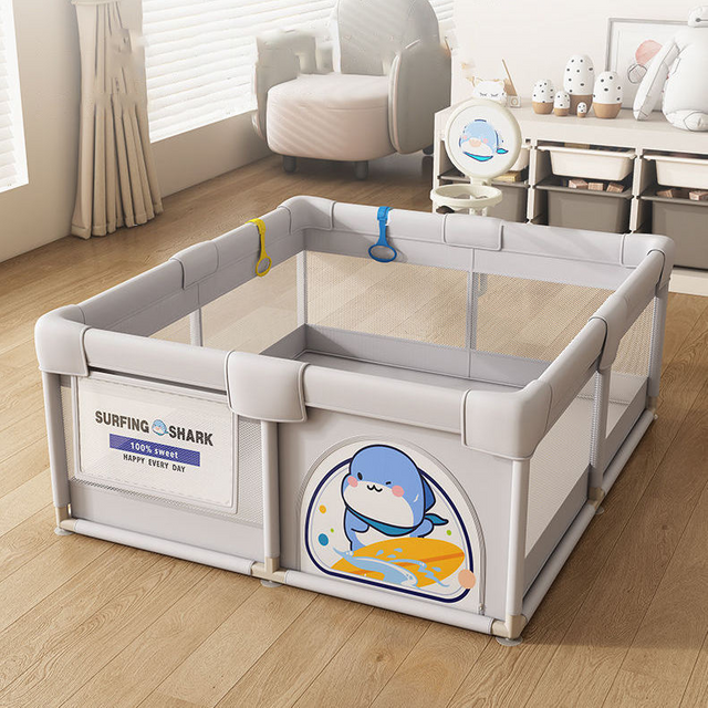 Memizo Durable Fence Indoor Baby Exercise Area Surfing Shark Playpen