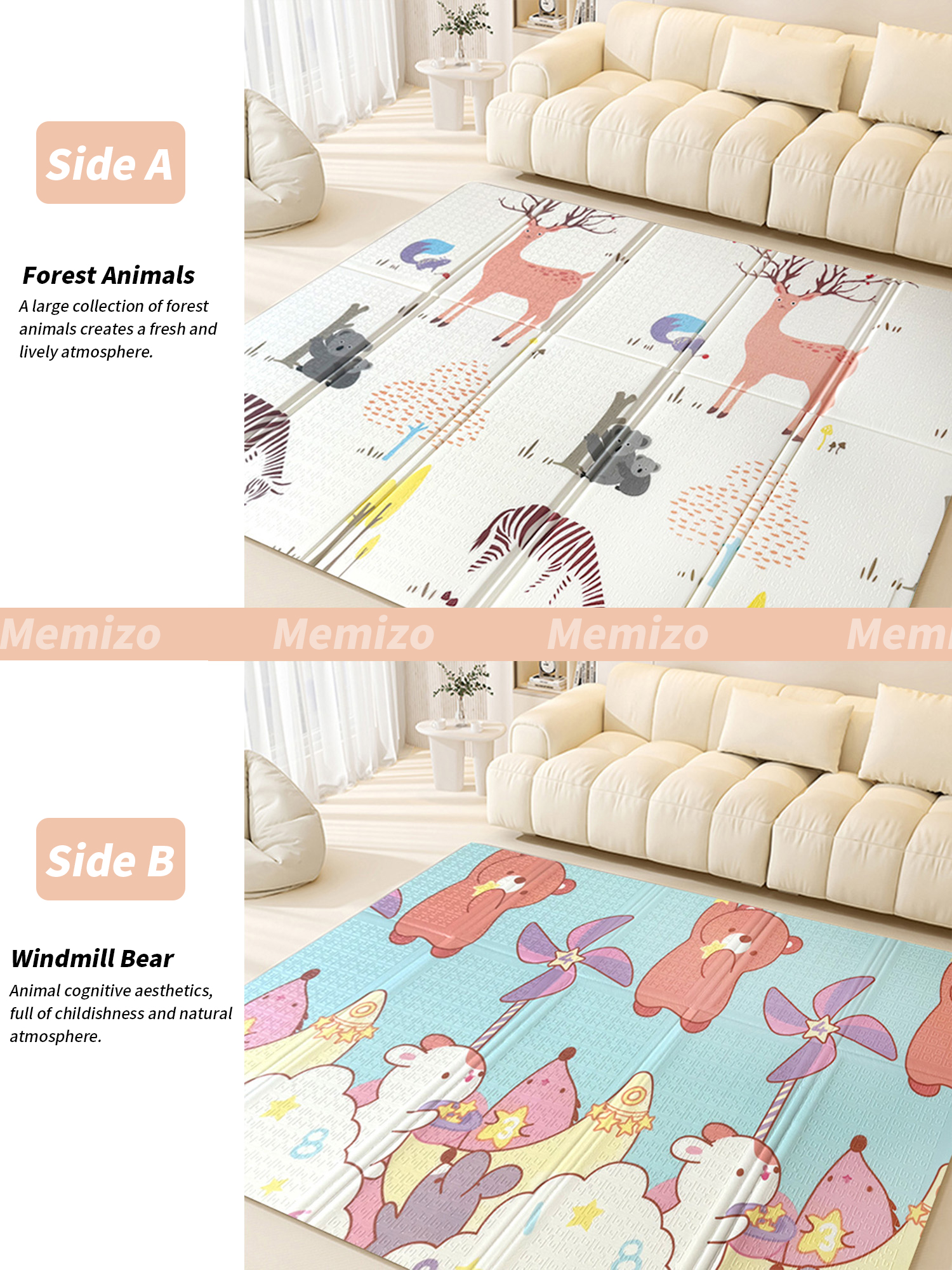 Washable Baby Play Mat Portable Non-Slip Extra Large Crawling Mat