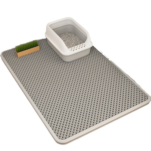 Double Layer Cat Litter Mat, Washable Anti-Splashing Cat Litter Trapping Mat, Non-slip Scatter Control Cat Litter Box Mat