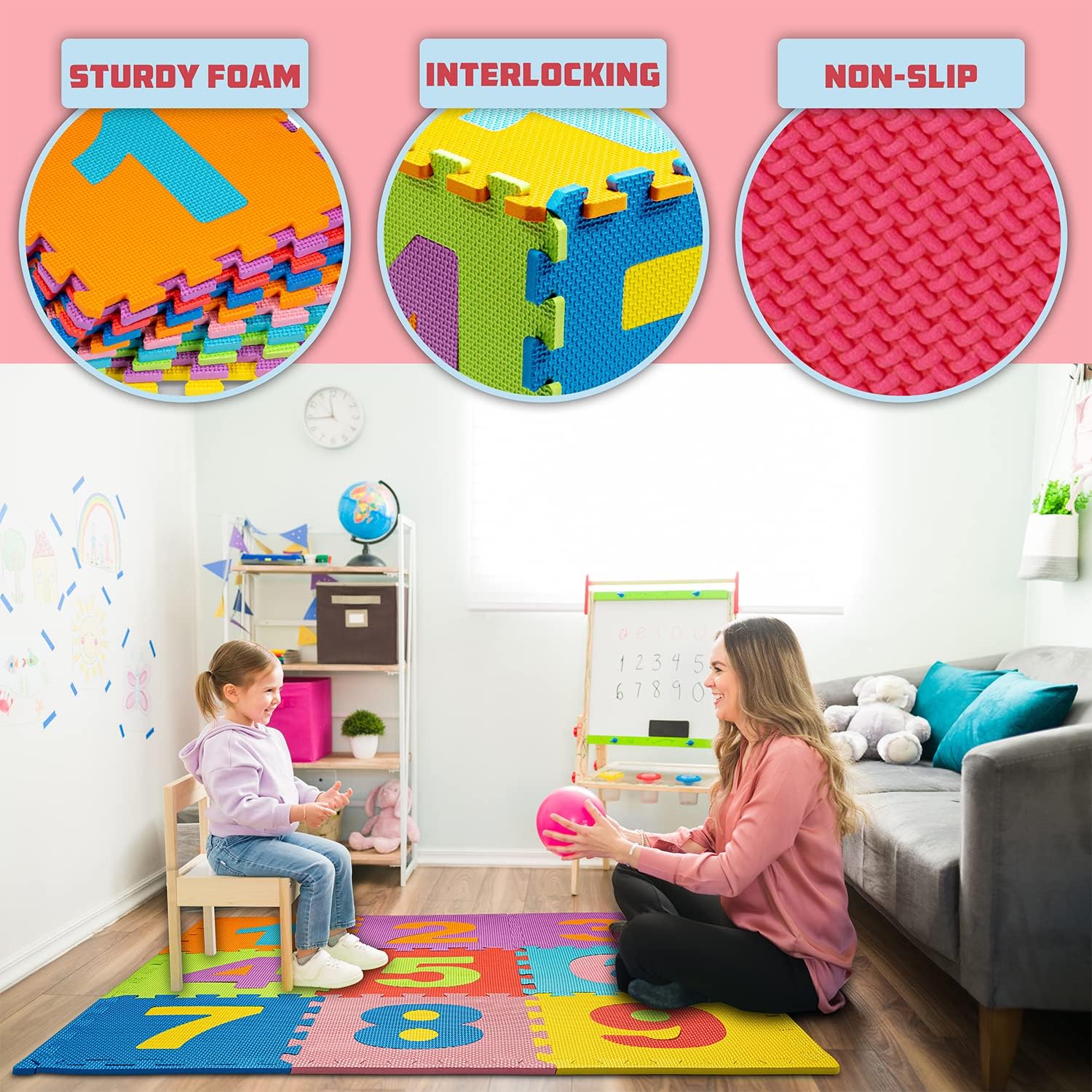 Educational EVA Puzzle Mats with Numbers and Letters