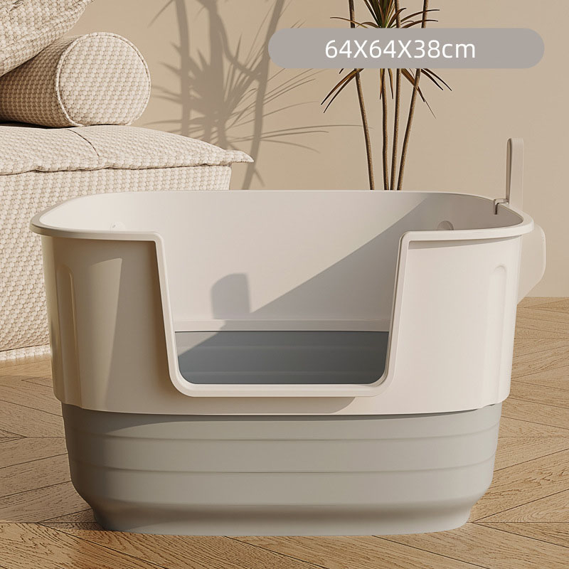 High Quality Semi Closed PP Plastic Cat Litter Box 