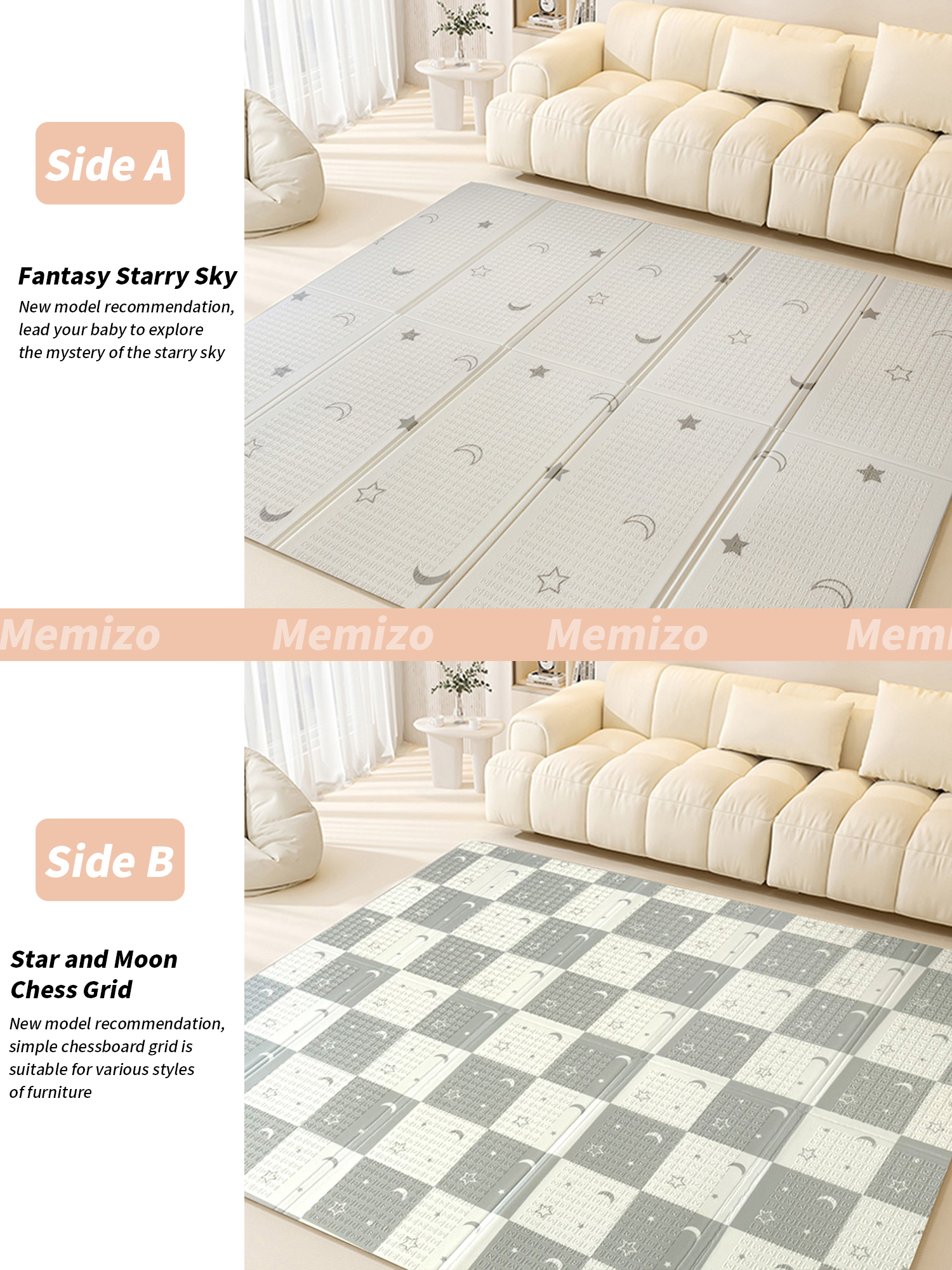 Washable Baby Play Mat Portable Non-Slip Extra Large Crawling Mat