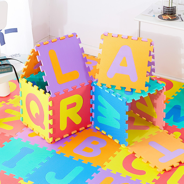 EVA Foam Puzzle Play Mat Floor Interlocking Playmat Alphabet & Numbers for Crawling Baby Infant