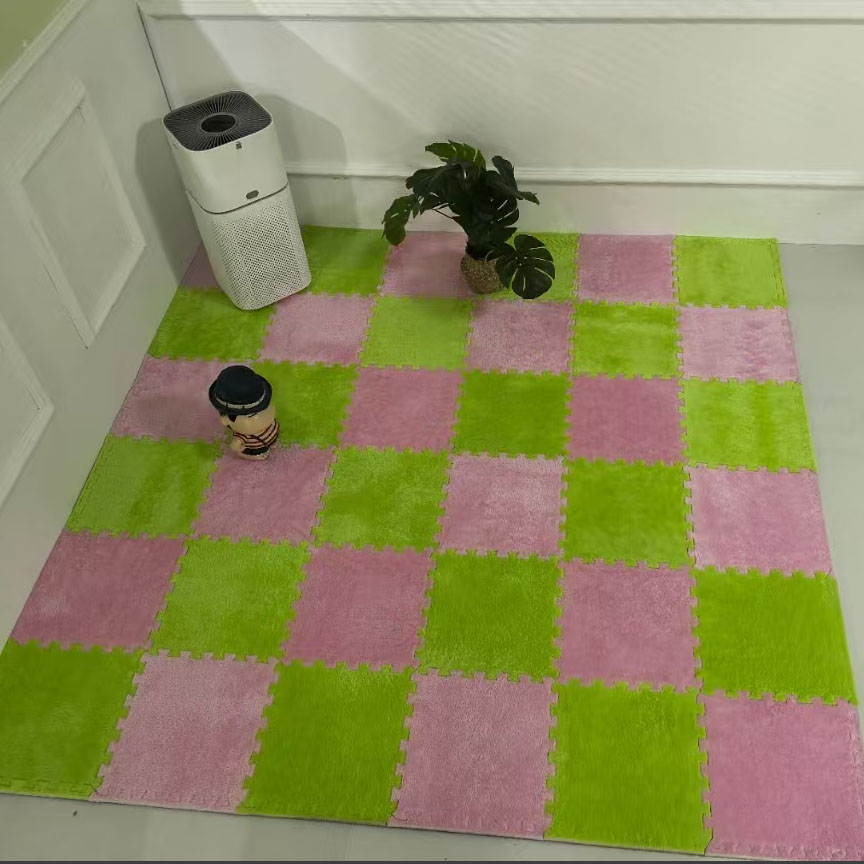 Carpet Squares Puzzle Interlocking Carpet Tiles Plush Foam Floor Mat
