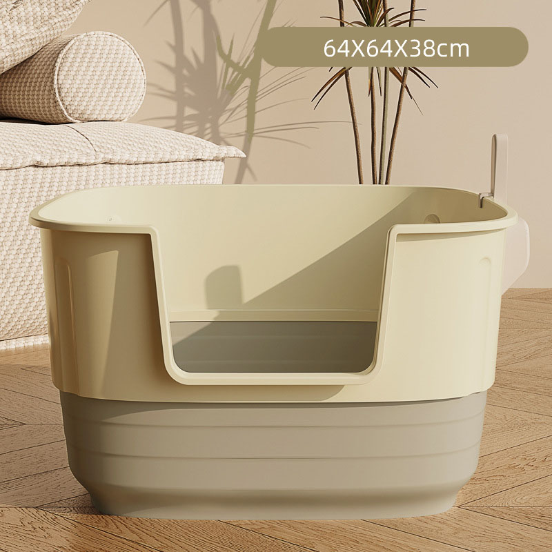 High Quality Semi Closed PP Plastic Cat Litter Box 