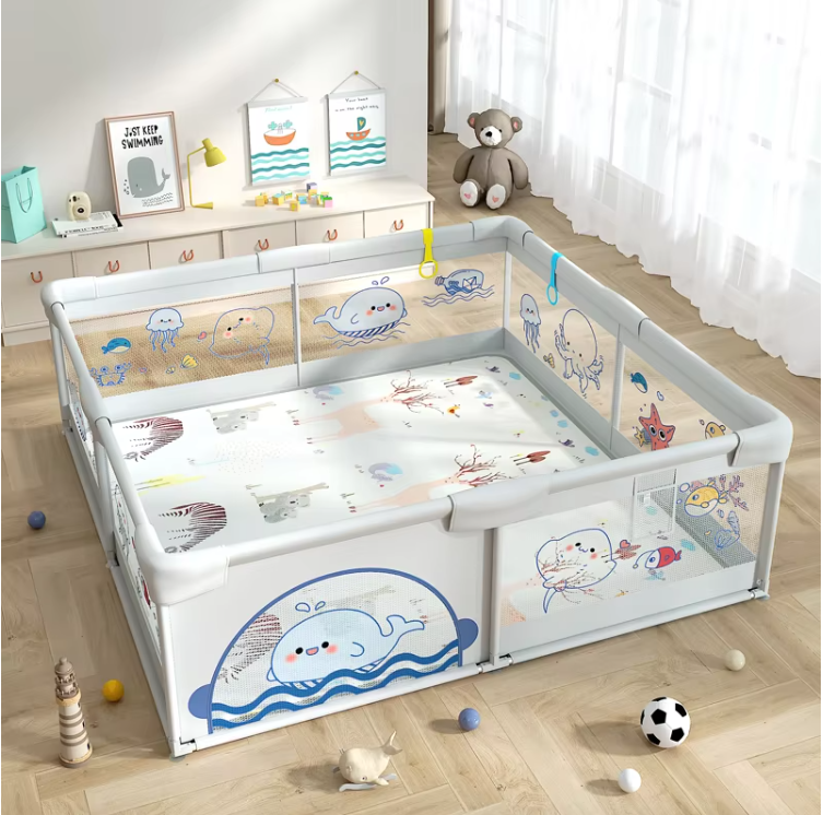 MEMIZO Printed Fabric Fence Cute Styles Ocean World Baby Playpen