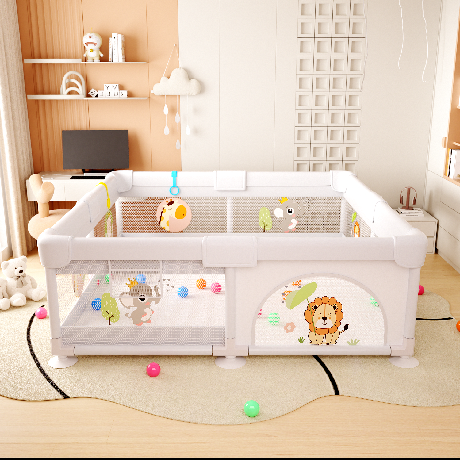 MEMIZO Multi-functional New Design Indoor Safety Play Yard Fence Little Lion Playpen