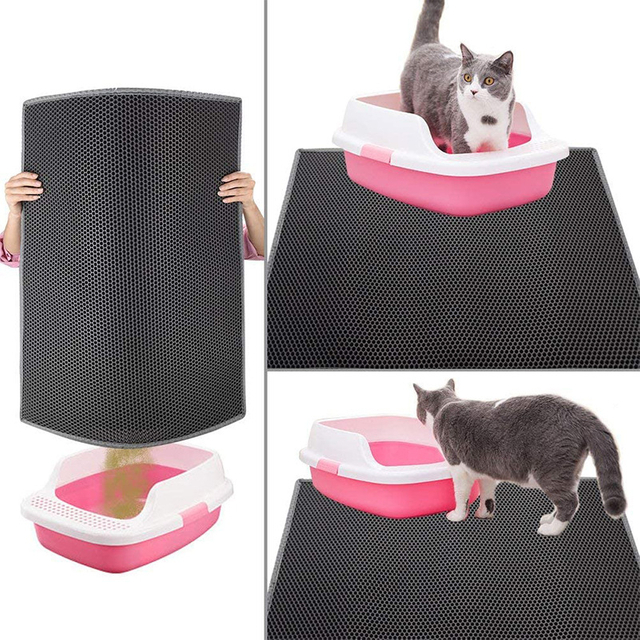 Pet Mat Double-Layer Litter Trapper Mats with Waterproof Bottom Layer Easy Cleaning Protect Floor Bed