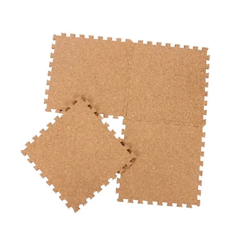 Non-toxic Puzzle Tatami Cork Oak Veneer Eva Foam Exercise Floor Mat 