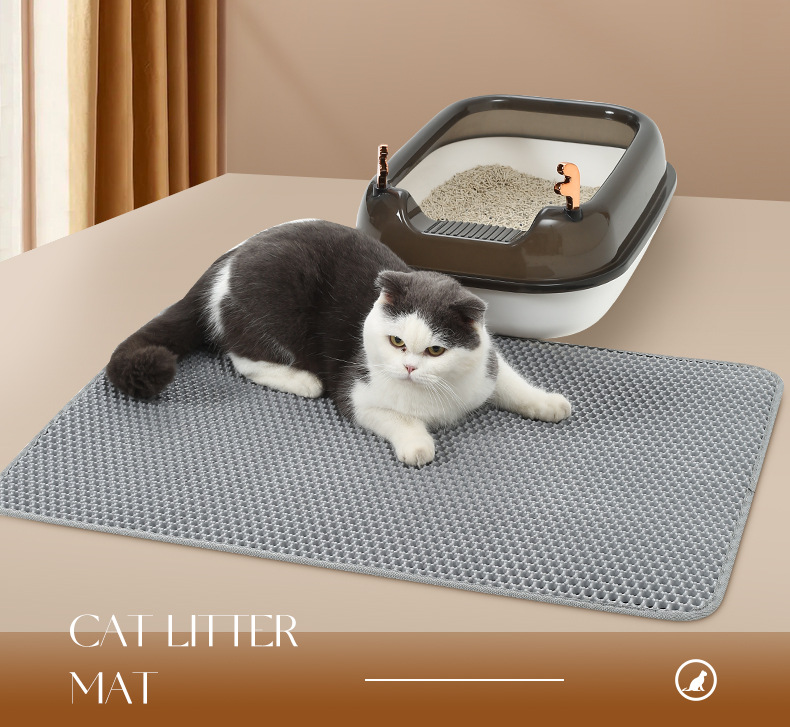 Double Layer Cat Litter Mat, Washable Anti-Splashing Cat Litter Trapping Mat, Non-slip Scatter Control Cat Litter Box Mat