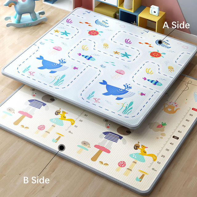 Reversible Double Side Printing Folding Mat Extra Large Xpe Foam Material Folding And Rolled Playmat Crawling Mat 