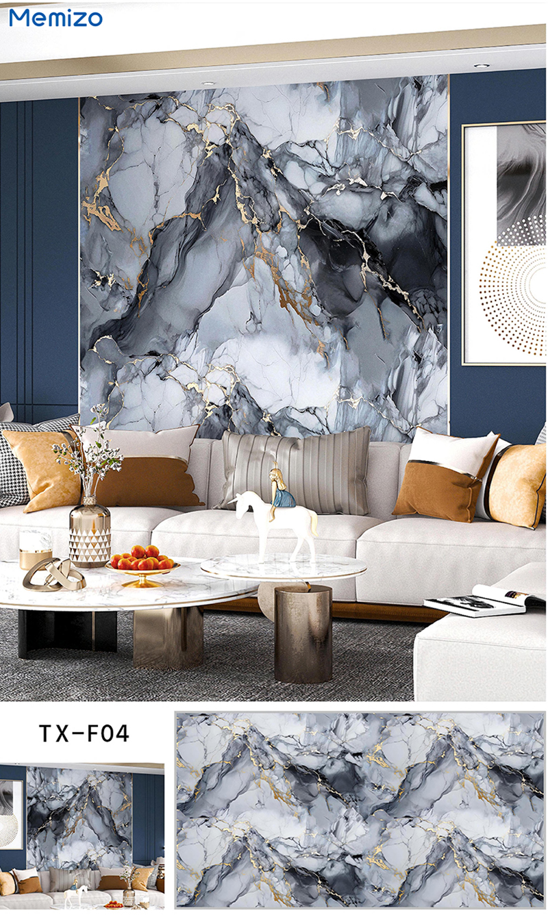 Imitation Marble Smart Tiles Kitchen Bathroom Shower Wall Tile Stickers Can Be Rolled and Customized in Size and Thickness