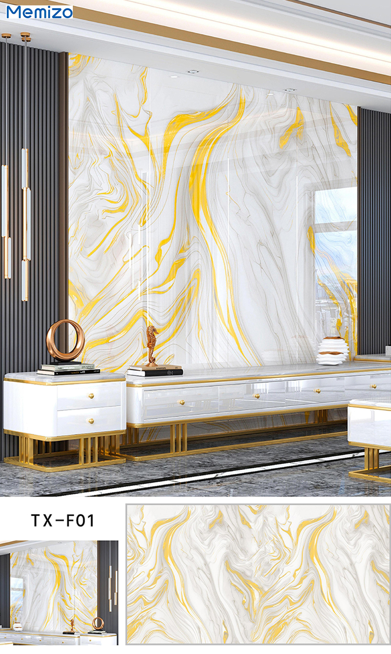 Imitation Marble Smart Tiles Kitchen Bathroom Shower Wall Tile Stickers Can Be Rolled and Customized in Size and Thickness