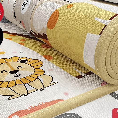 Baby enjoying safe tummy time on a high-density XPE rolling play mat