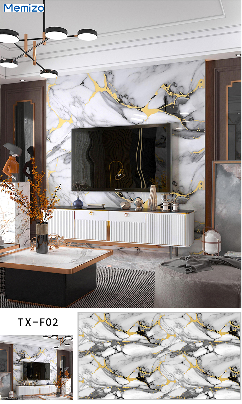 Imitation Marble Smart Tiles Kitchen Bathroom Shower Wall Tile Stickers Can Be Rolled and Customized in Size and Thickness
